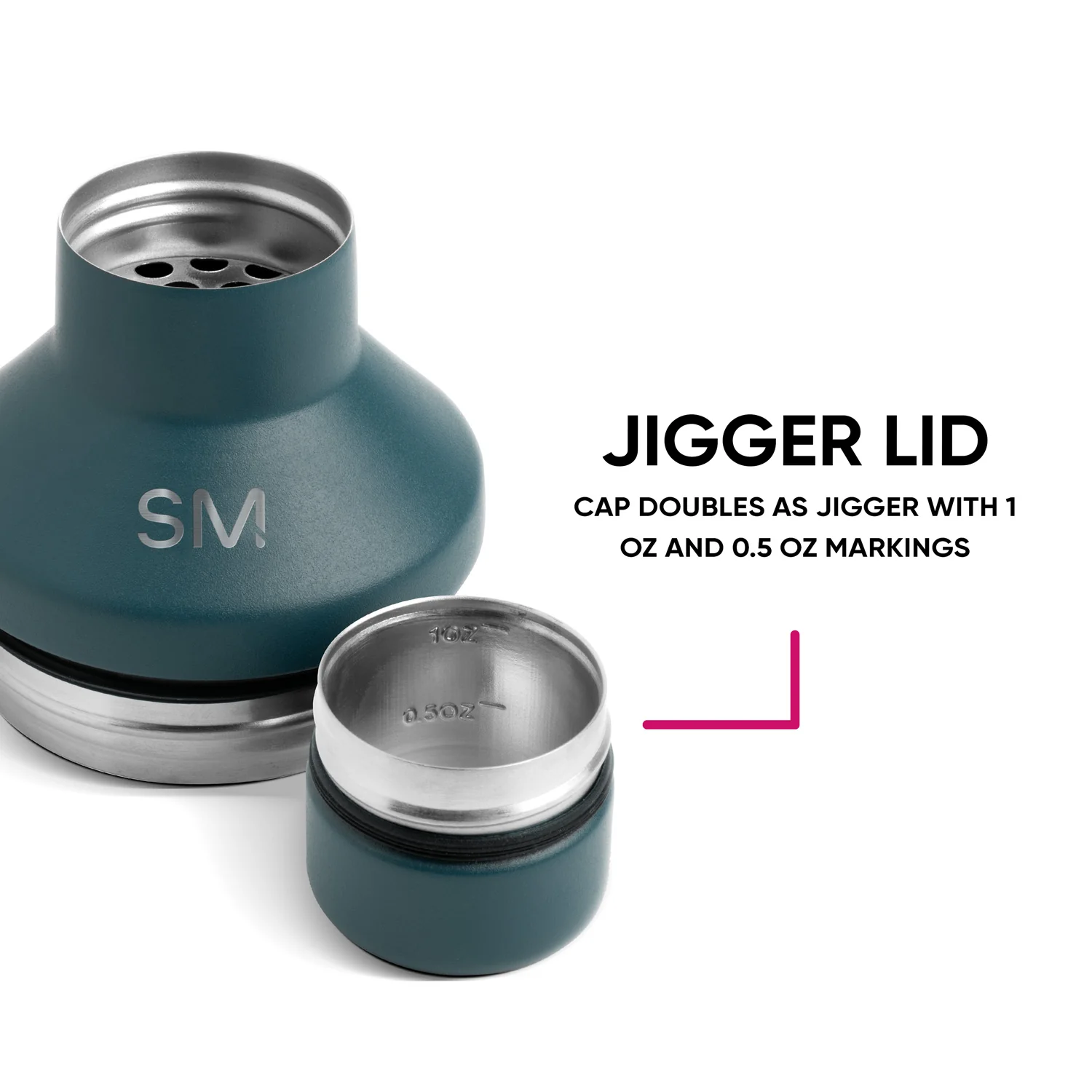 Classic Cocktail Shaker with Jigger Lid - Image 2