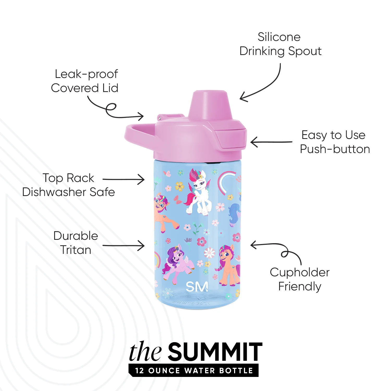 Summit Kids Plastic Water Bottle with Simple Flip Straw Lid - Image 2