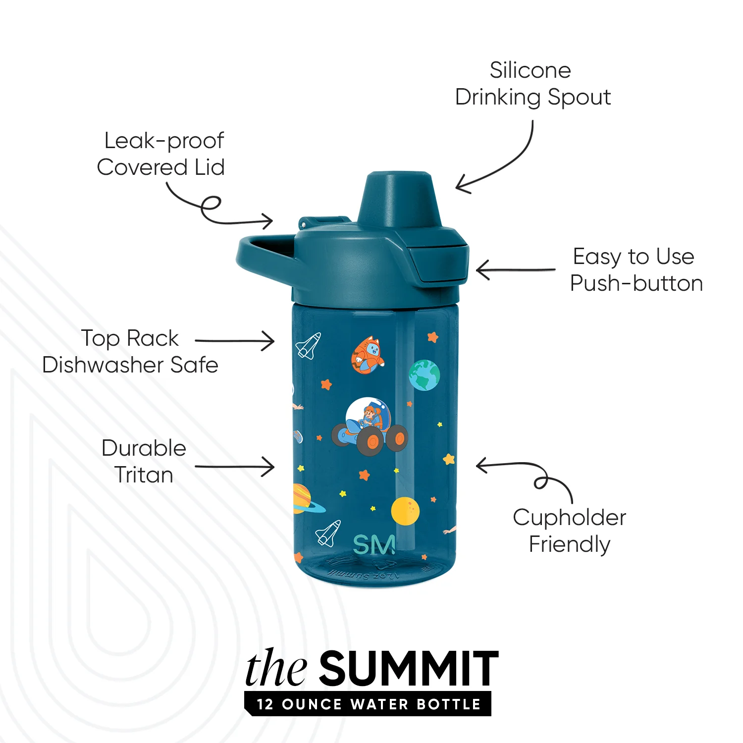 Summit Kids Plastic Water Bottle with Simple Flip Straw Lid - Image 2