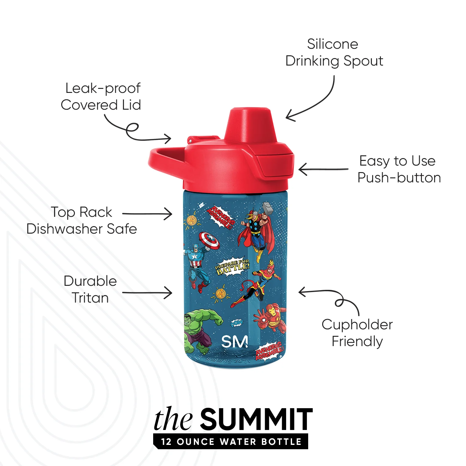 Summit Kids Plastic Water Bottle with Simple Flip Straw Lid - Image 2