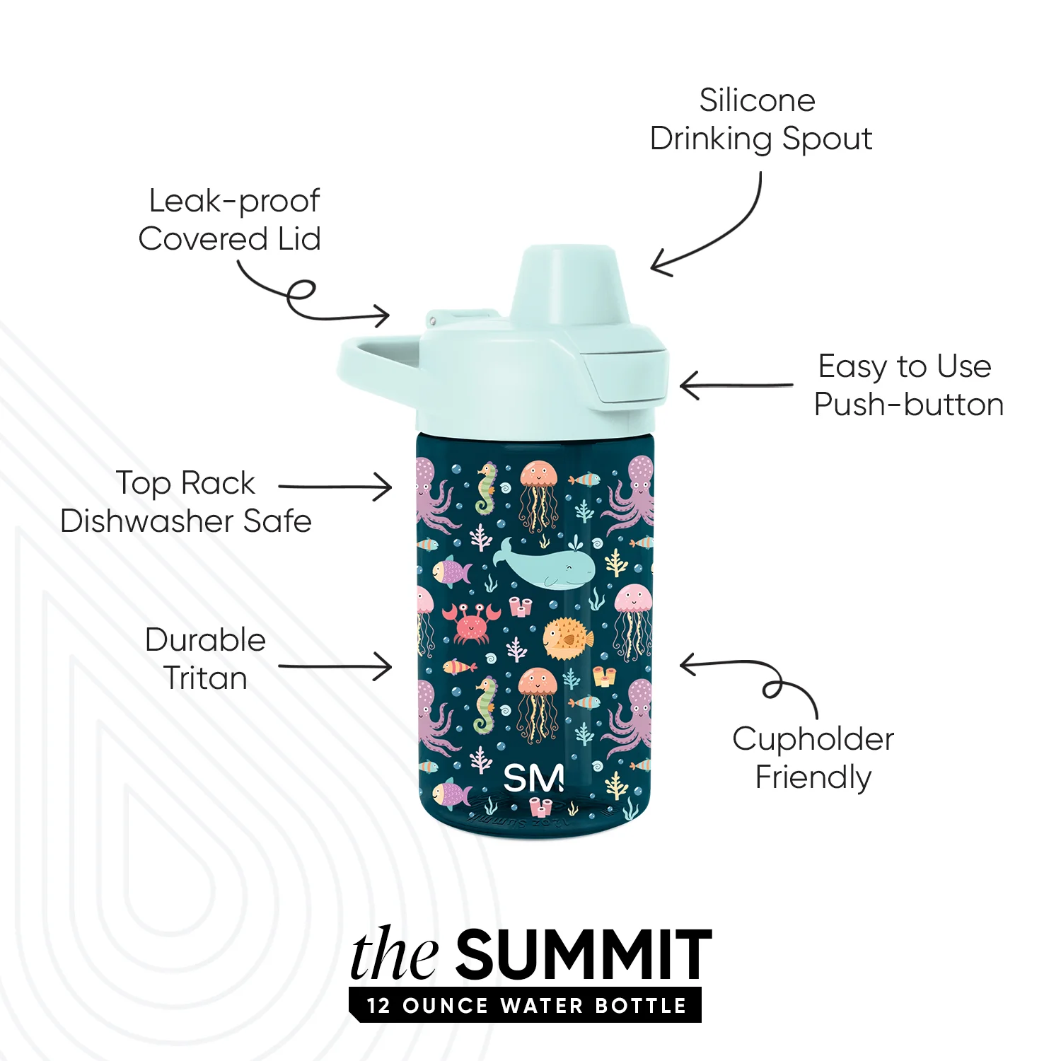 Summit Kids Plastic Water Bottle with Simple Flip Straw Lid - Image 2