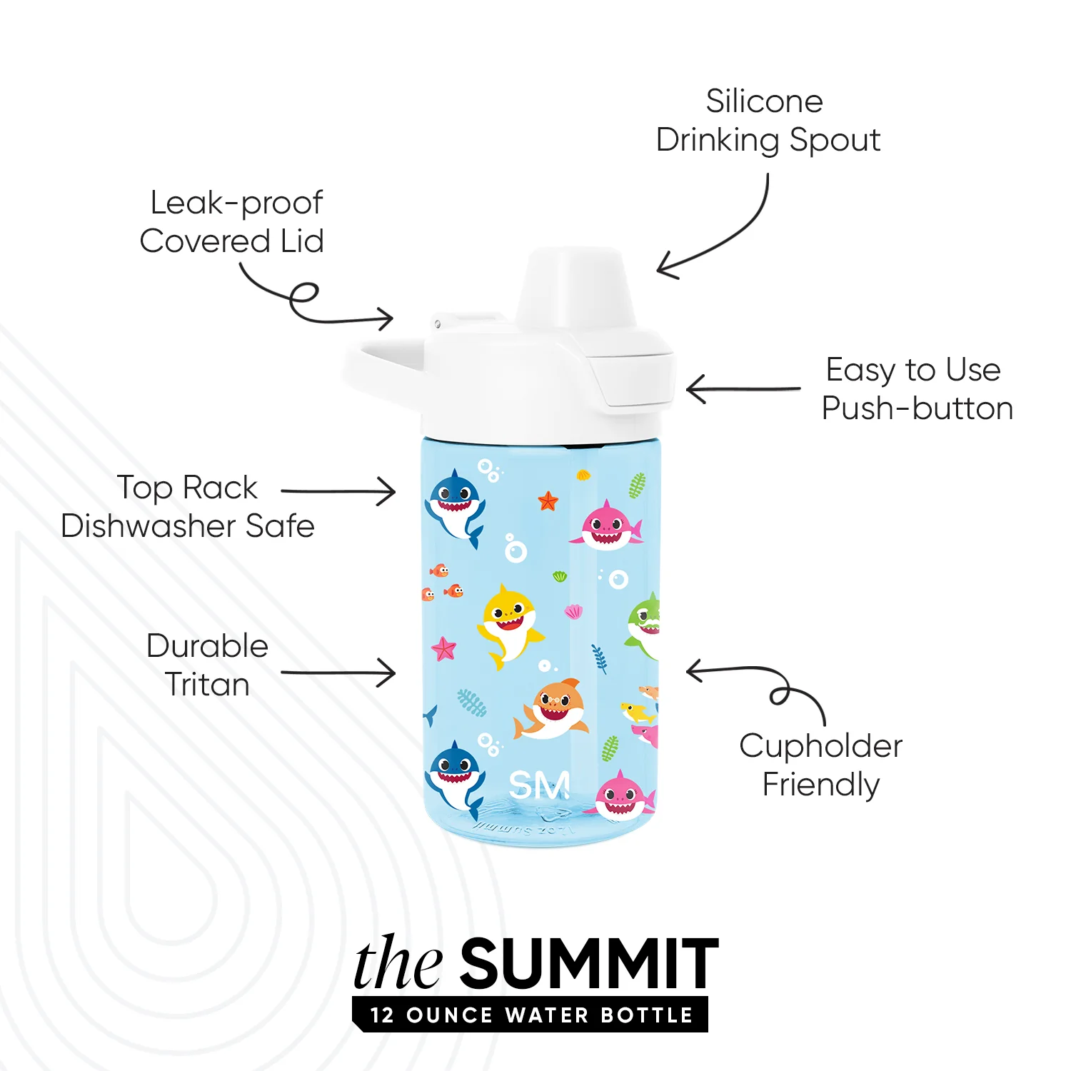 Summit Kids Plastic Water Bottle with Simple Flip Straw Lid - Image 2