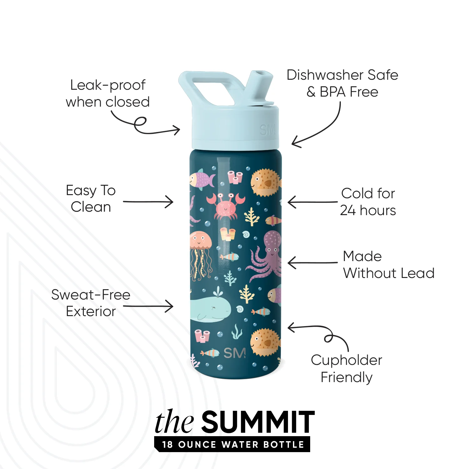 Summit Kids Water Bottle with Straw Lid - Image 2